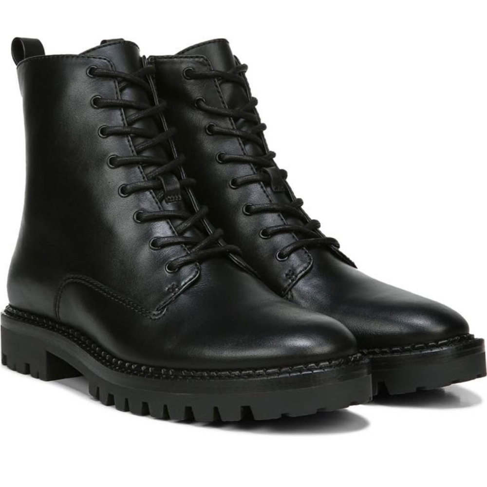 Vince Cabria Lug Water Resistant Lace Up and Zipper Combat Black Boot Size 10